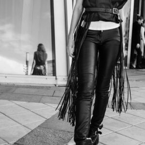 Black Fringe Faux Leather Belt